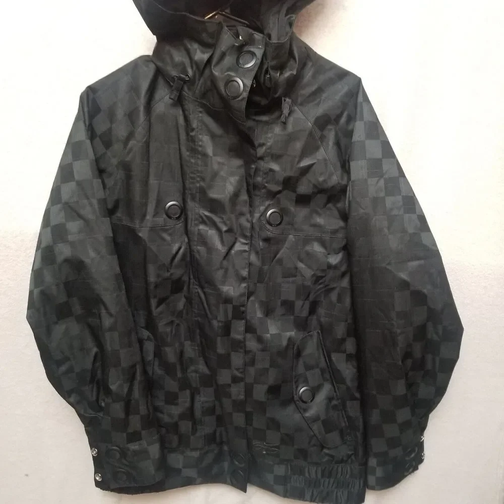 Nike SB Hooded Jacket Black Checkered Padded Skateboarding Coat‎ Small
